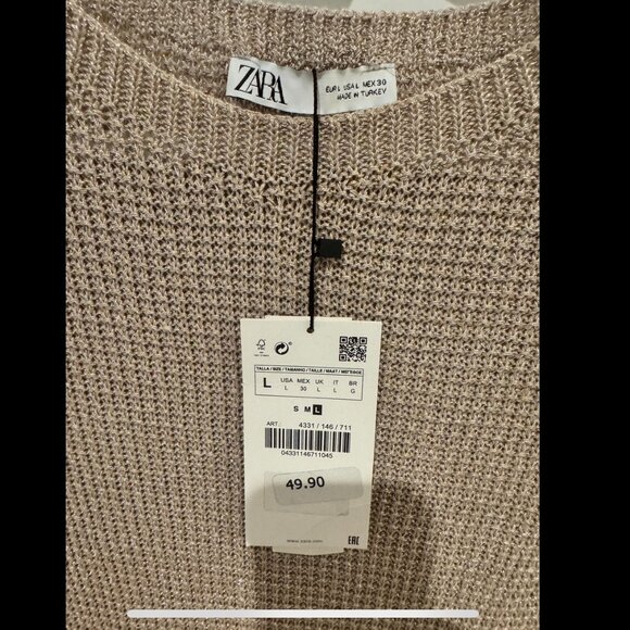 NWT Zara Crochet/Knit Metallic Slip Maxi Dress/Coverup - Picture 3 of 3